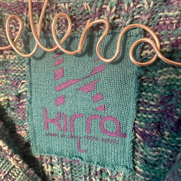 Kirra Size L Blue and Purple Knit Hoodie Sweater - Picture 4 of 5